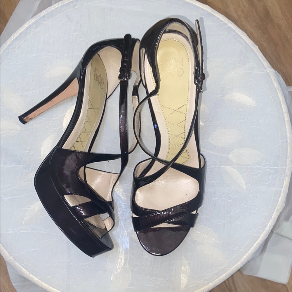Elegant eggplant Joan and David Strappy Heels.